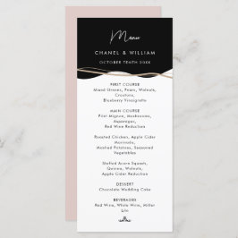 Menu Casamento preto moderno, branco e rosa
