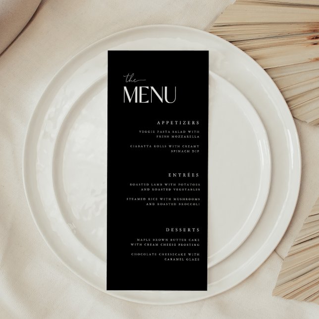 Menu Casamento Preto Moderno e Ousado (Criador carregado)