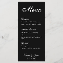 Menu Casamento Preto Simples Letra Branca Caligrafia 