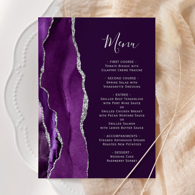 Menu Casamento Profundo de Agata de Prata Roxo (Criador carregado)