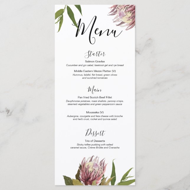 Menu Casamento Protea Boho Greenery Eucalyptus (Frente)