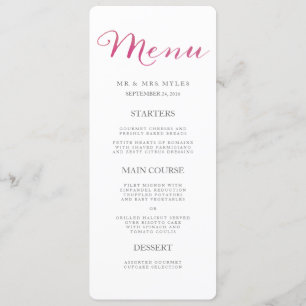 Menu Casamento Pure Love Watercolor / Rosa