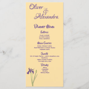 Menu Casamento Púrpura Íris e Amarelo-Manteiga