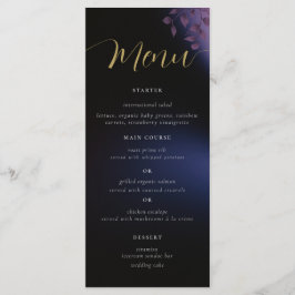 Menu Casamento Púrpura Negra Negra-Escura Elegante Mode