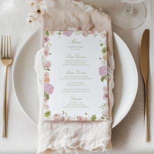 Menu Casamento Quadro Floral Verde Rosa