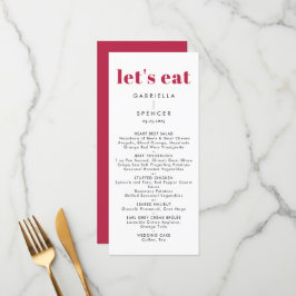 Menu Casamento Quic Modern Magenta Vermelho Branco Mono