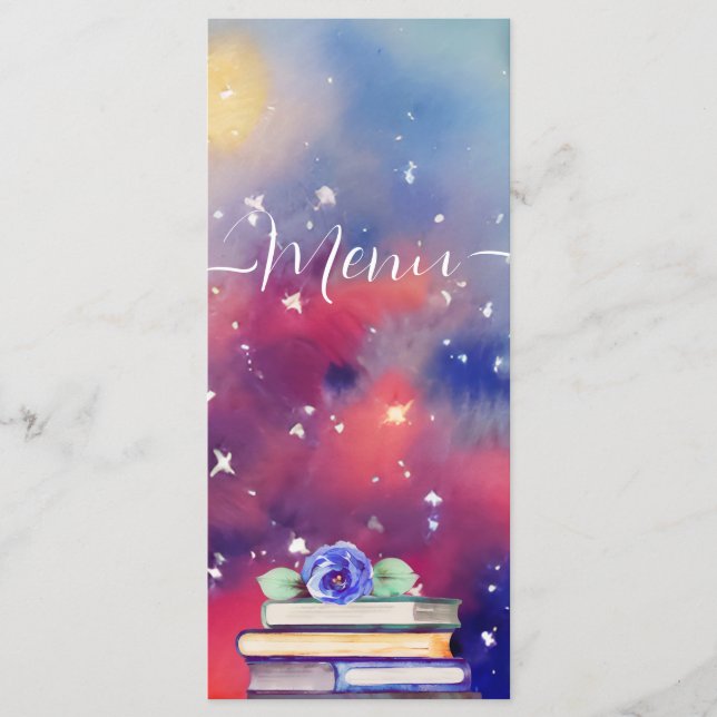 Menu Casamento Quimológico Púrpura e Rosa (Frente)