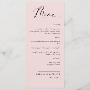 Menu Casamento/Recepção de Rosa de Dusty Elegante