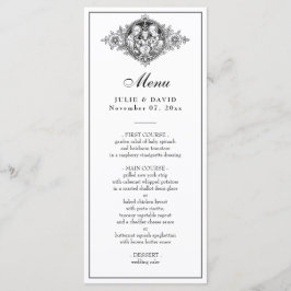 Menu Casamento Religioso Preto e Branco Elegante