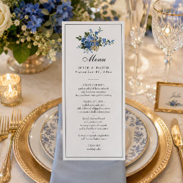 Menu Casamento Religioso Rosas Azuis Elegantes