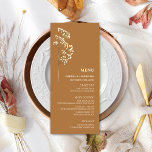 Menu Casamento Respiratório de Goldenrod<br><div class="desc">Menu dourado com texto branco esbranquiçado e ilustração de girosfilia à esquerda.</div>