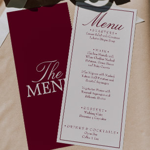 Menu Casamento Retro Chique Borgonha Creme Dinheiro Ant