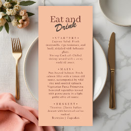 Menu Casamento Retro Coral Pêssego Comer e Beber