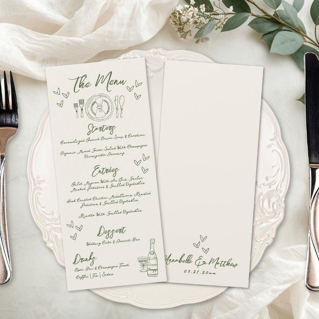 Menu Casamento Retro Desenhado à Mão (Hand Drawn Retro Wedding Menu)