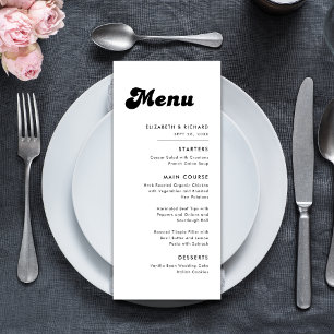 Menu Casamento Retro Elegante Preto e Branco