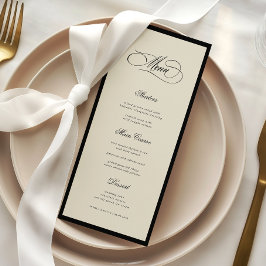 Menu Casamento Retro Estilo Old Money Marfim e Preto