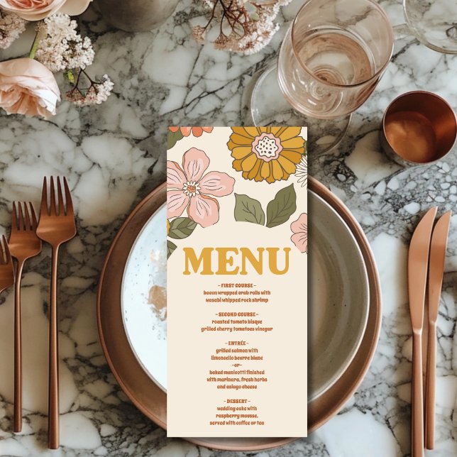 Menu Casamento Retro Groovy dos Anos 70 (Criador carregado)