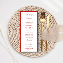 Menu Casamento Retro Vermelho e Branco