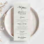 Menu Casamento Retroativo Simples De Desenho De Mão Qui<br><div class="desc">Menu de Casamento Retroativo Simples de Desenho de Mão Quirky</div>