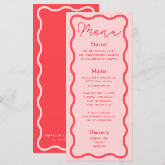 Menu Casamento retrorreflector de onda rosa