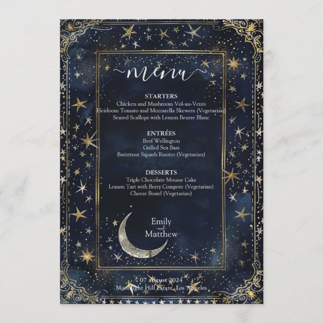 Menu Casamento Romance Noite Estrelada (Frente)