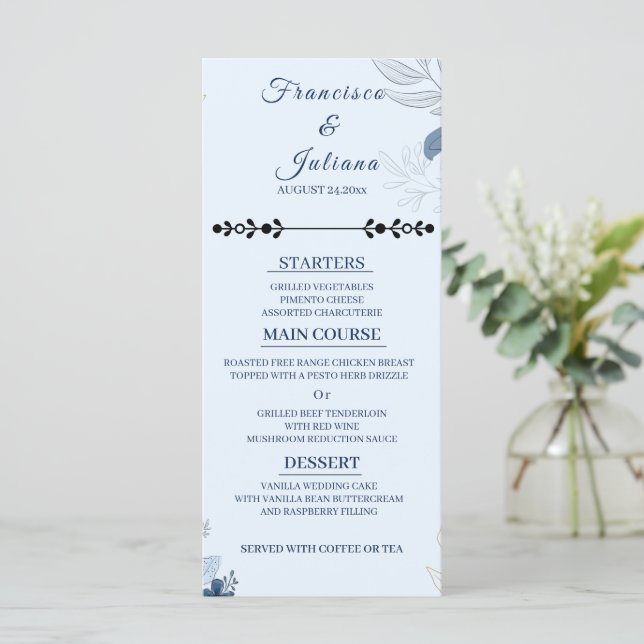 Menu Casamento Romântico à Beira-Mar (Em pé/Frente)
