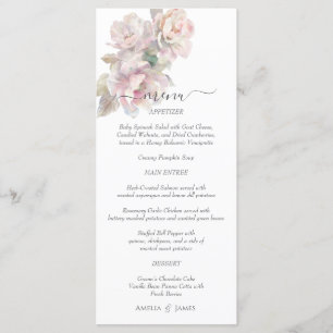 Menu Casamento Romântico Blush Peony Floral