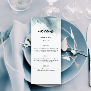 Menu Casamento Romântico de Praia Azul Moderna Dusty