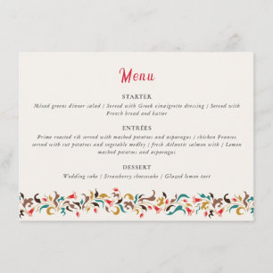 Menu Casamento Romântico Elegante Floral Wreath Moderno