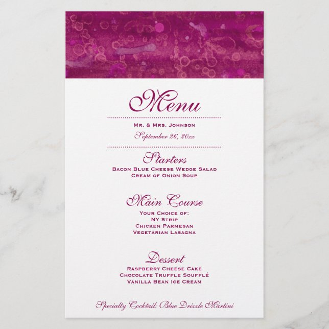 Menu Casamento Rosa (Frente)