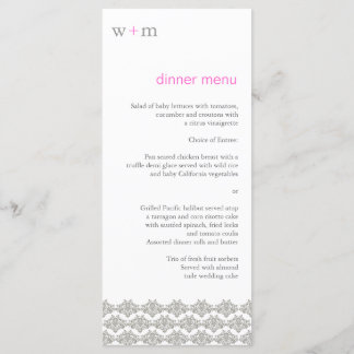 Menu Casamento Rosa Damask Simplicity Taupe