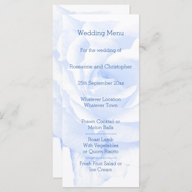 Menu Casamento rosa Design Azul Colorido (Frente/Verso)