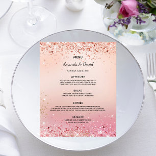 Menu Casamento - rosa dourado - confete cor-de-ros