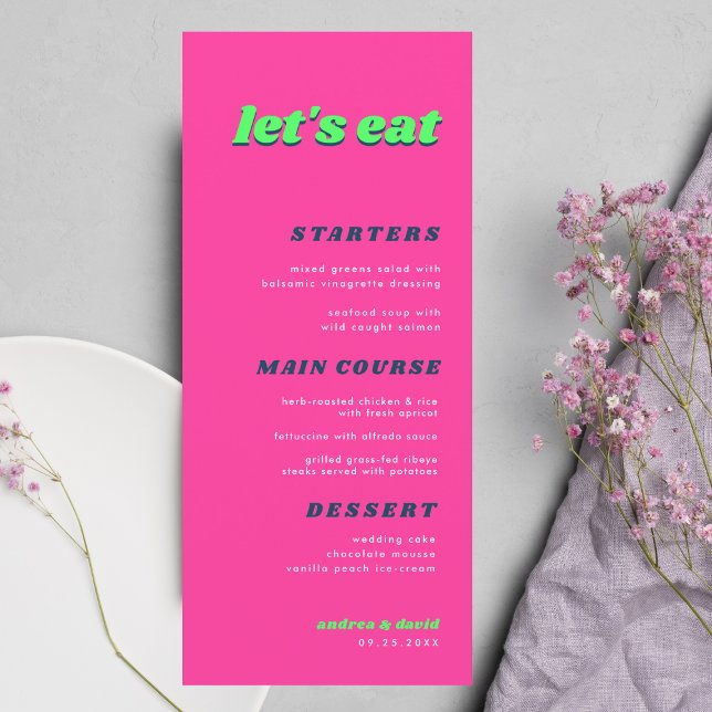 Menu Casamento Rosa e Verde Retroativo Qualquer Evento (Criador carregado)