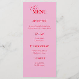 Menu Casamento rosa e vermelho delicioso