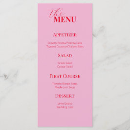 Menu Casamento rosa e vermelho delicioso