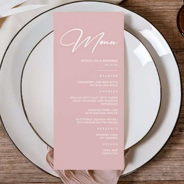 Menu Casamento Rosa Moderno (Criador carregado)