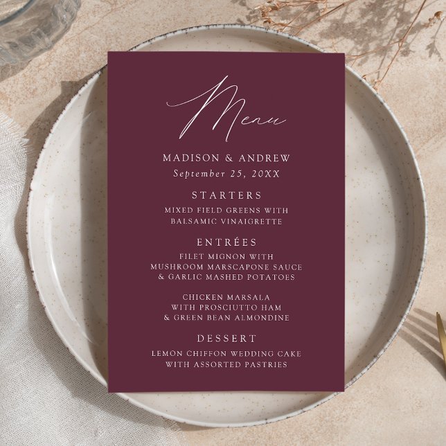Menu Casamento Roxo Elegante Moderno (Criador carregado)