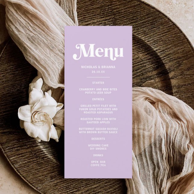 Menu Casamento Roxo Moderno Lilac (Criador carregado)