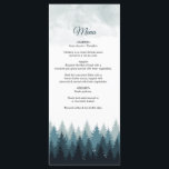 Menu Casamento Russo da Floresta de Aquarela Pine Tree<br><div class="desc">Um design de floresta de cor aquática de pinheiro azul. Este design de inverno rústico incorpora diferentes tons azuis e sotaques de aquarela. Uma elegante abstrato de pinheiros no inverno. Esta design de floresta cria uma sensação elegante de rusticidade ao ar livre. Design de cardápio russo com elementos modernos. Os...</div>