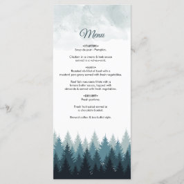 Menu Casamento Russo da Floresta de Aquarela Pine Tree