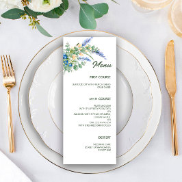 Menu Casamento Russo da Lavanda de Flores Selvagens-Blu