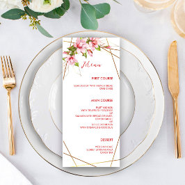 Menu Casamento Russo de Foil de Ouro Magnolias Faux