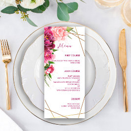 Menu Casamento Russo de Foil Ouro de Peonies Faux