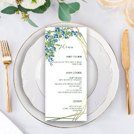 Menu Casamento Russo de Frame de Azul com Faux Gold Foi