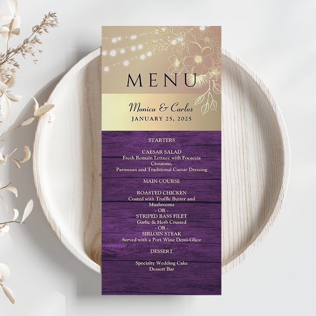 Menu Casamento Russo Roxo e Dourado (Criador carregado)