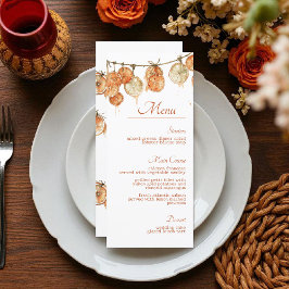 Menu Casamento Rustic Autumn Boho Seco Orange Garland