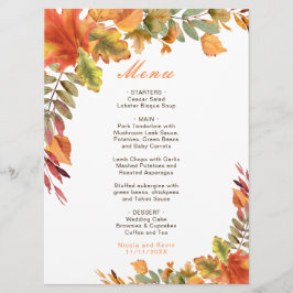 Menu Casamento Rustic Autumn Fall