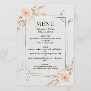 Menu Casamento Rustic Boho Wildflower Elegante