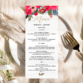 Menu Casamento Rustic Elegant Winter Floral Watercolor